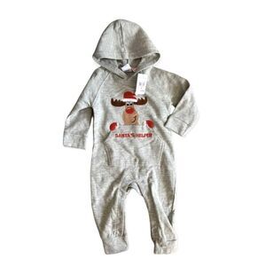 NWT Baby Cracker Barrel Santa’s Helper Christmas Holiday Coverall Romper - 9 mo
